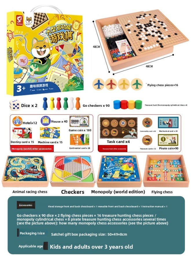 All-in-one checkers flying chess backgammon chess game chess children students wooden toys